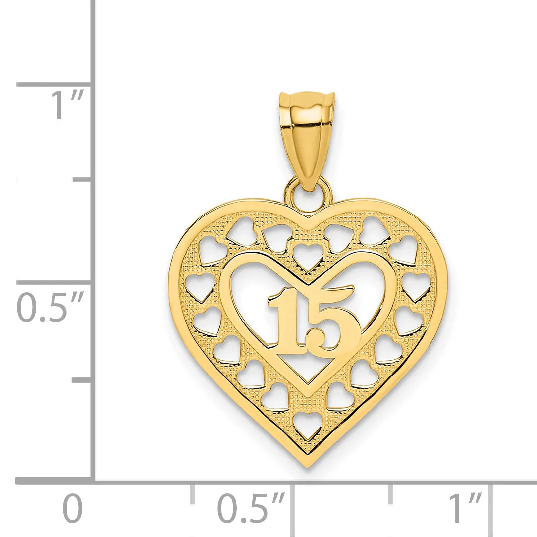 14k Yellow Gold #15 Cut-out Heart Pendant