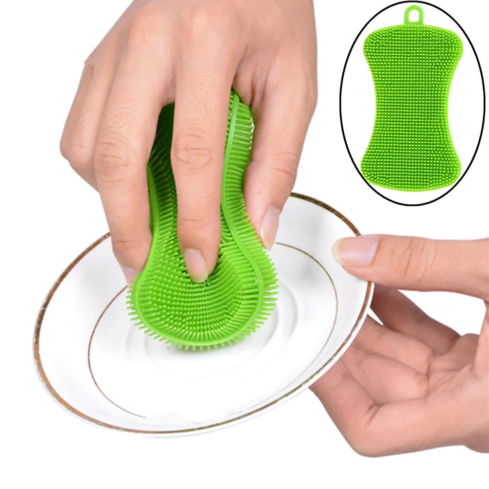 2 Silicone Sponge Dish Washing Scrubber Smart Kitchen Gadgets Brush Sponge Clean