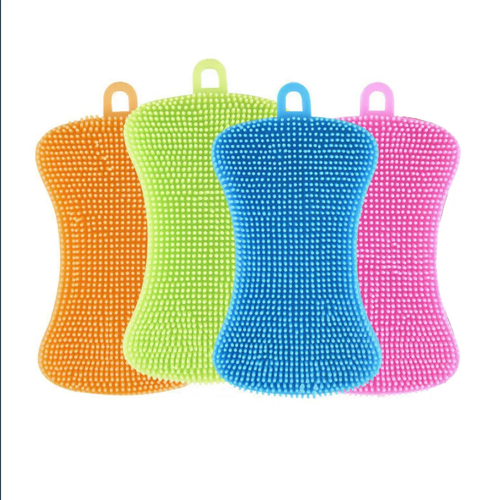 2 Silicone Sponge Dish Washing Scrubber Smart Kitchen Gadgets Brush Sponge Clean
