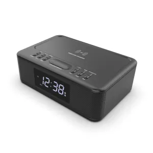 2in1 10w Wireless Fast Charging Bluetooth/FM Radio Alarm Clock with USB/Aux