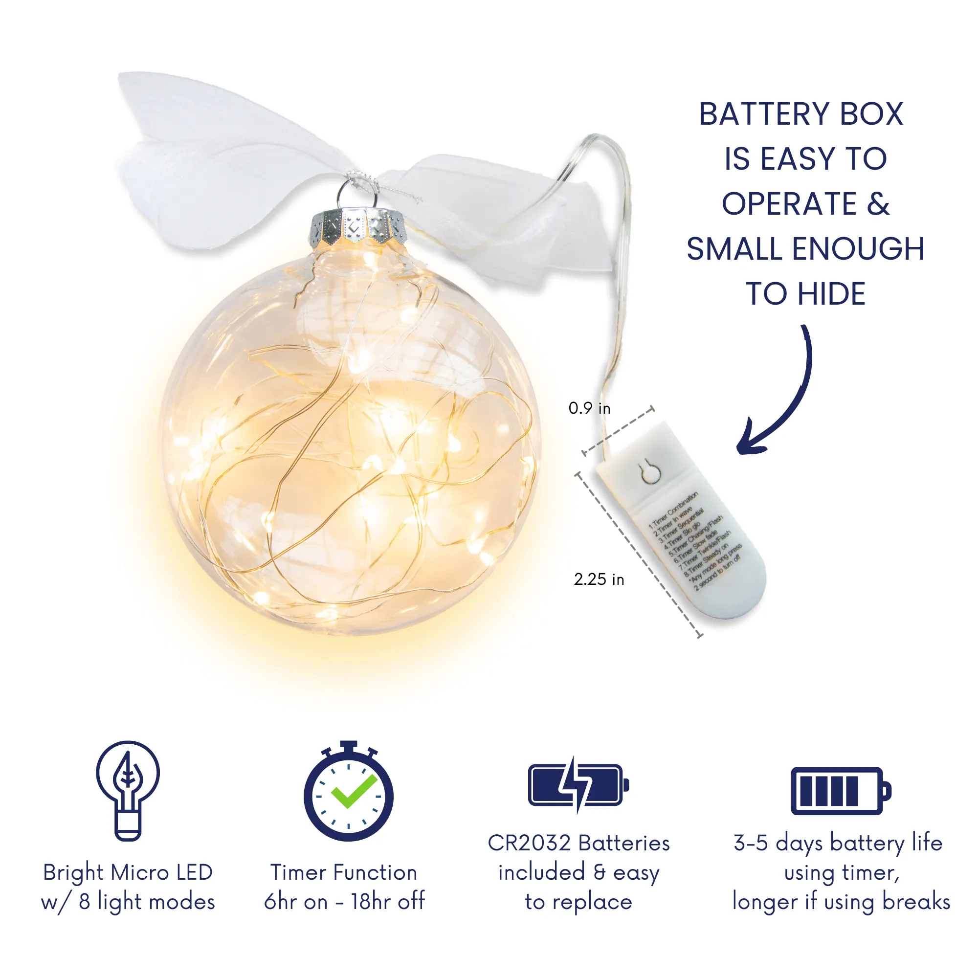8th Wedding Anniversary Lighted Christmas Ornament