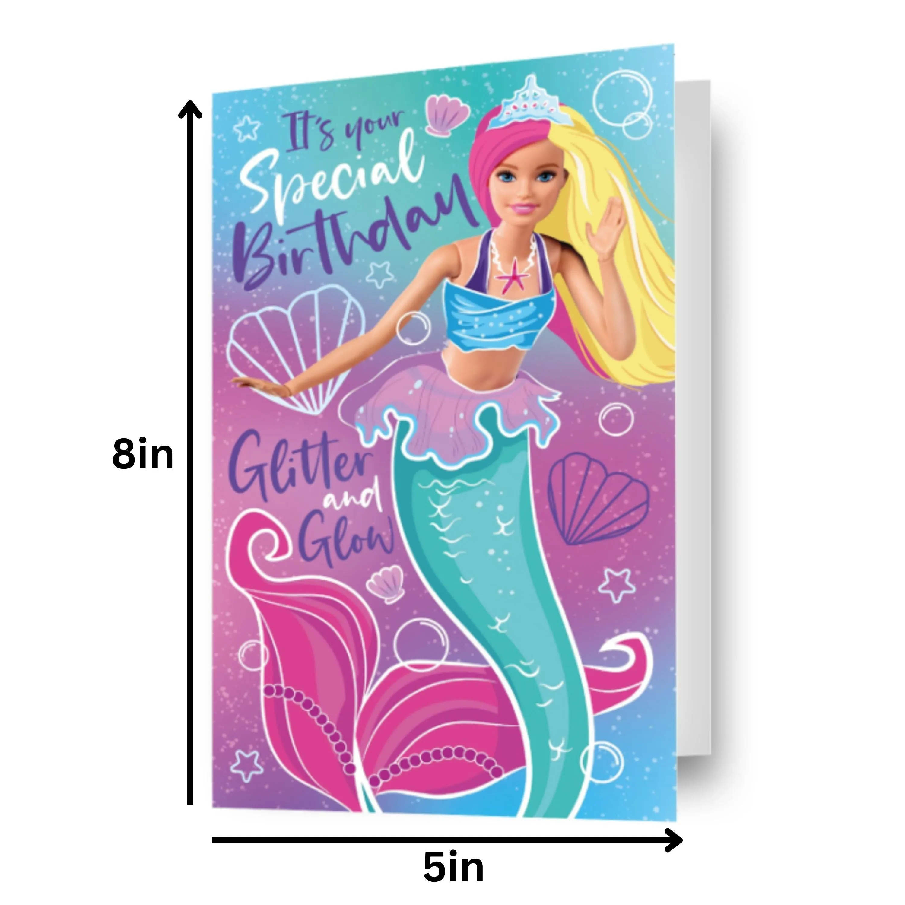 Barbie Mermaid 'Glitter And Glow' Birthday Card