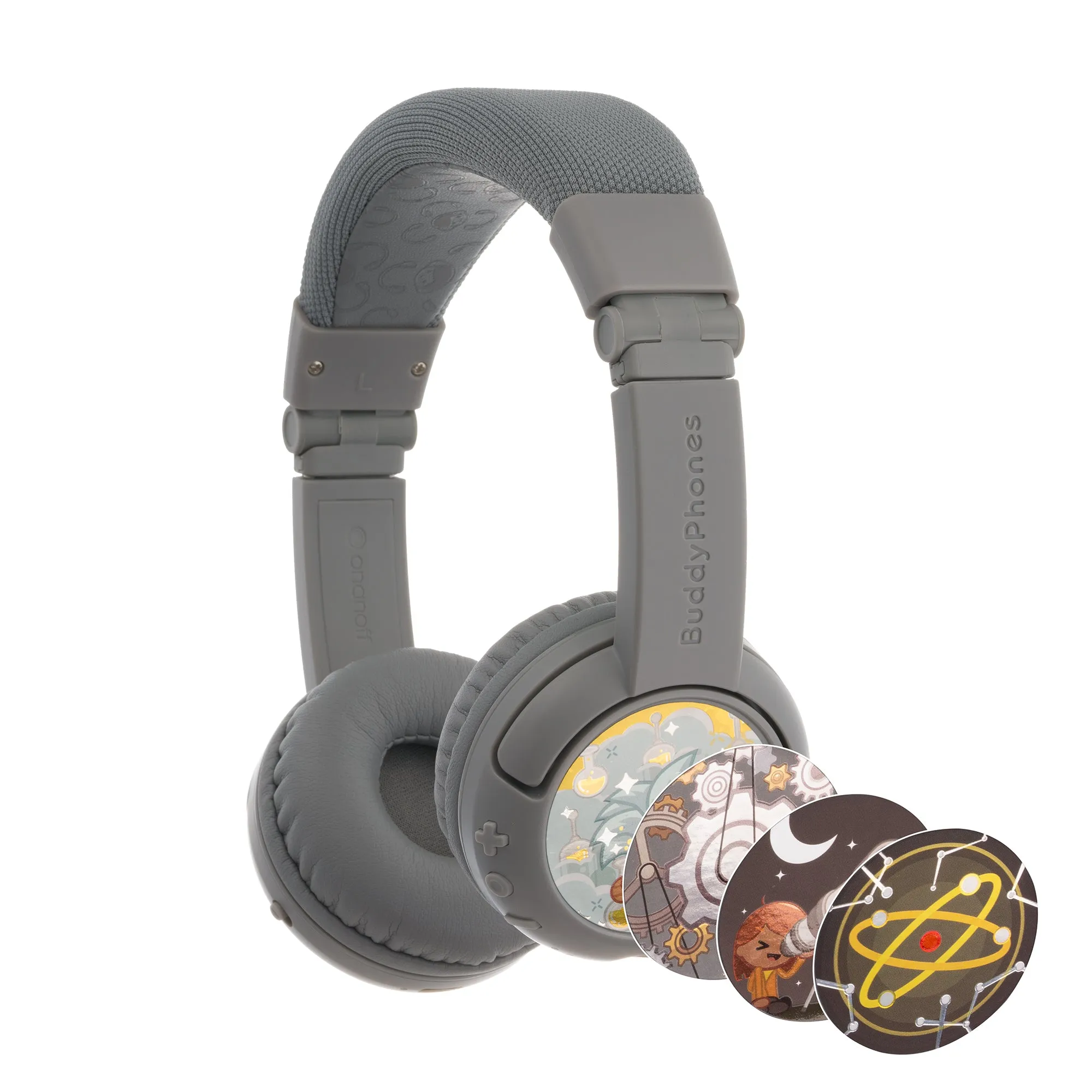 BUDDYPHONES PLAY Plus Wireless Bluetooth Headphones for Kids - Gray Matter