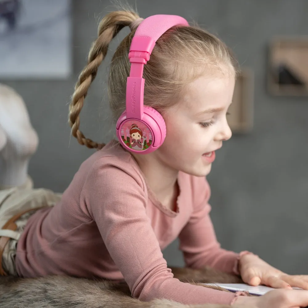 BUDDYPHONES PLAY Plus Wireless Bluetooth Headphones for Kids - Rose Pink