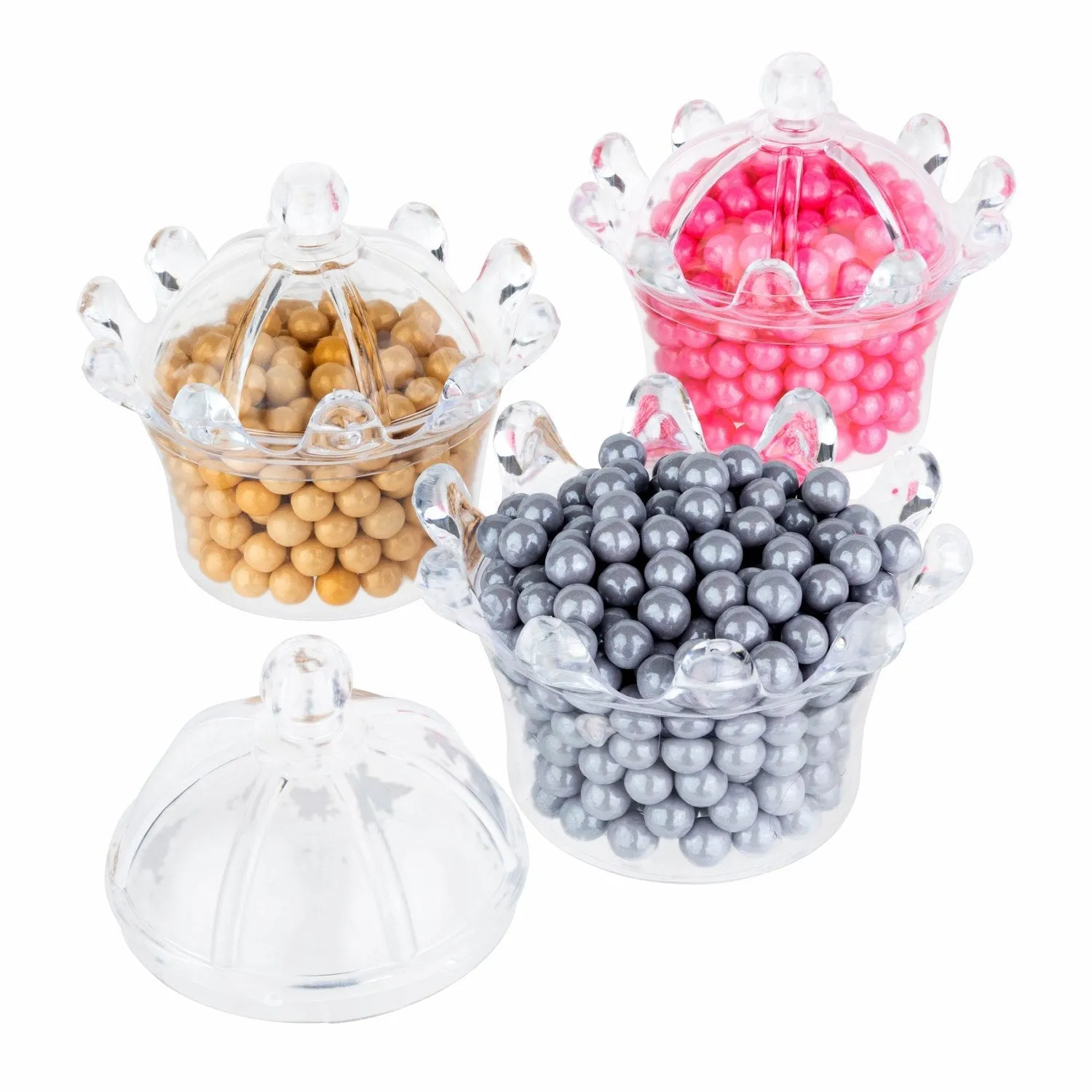 Crown Shaped Acrylic Candy Boxes 16 Pack 2.95"x2.75"