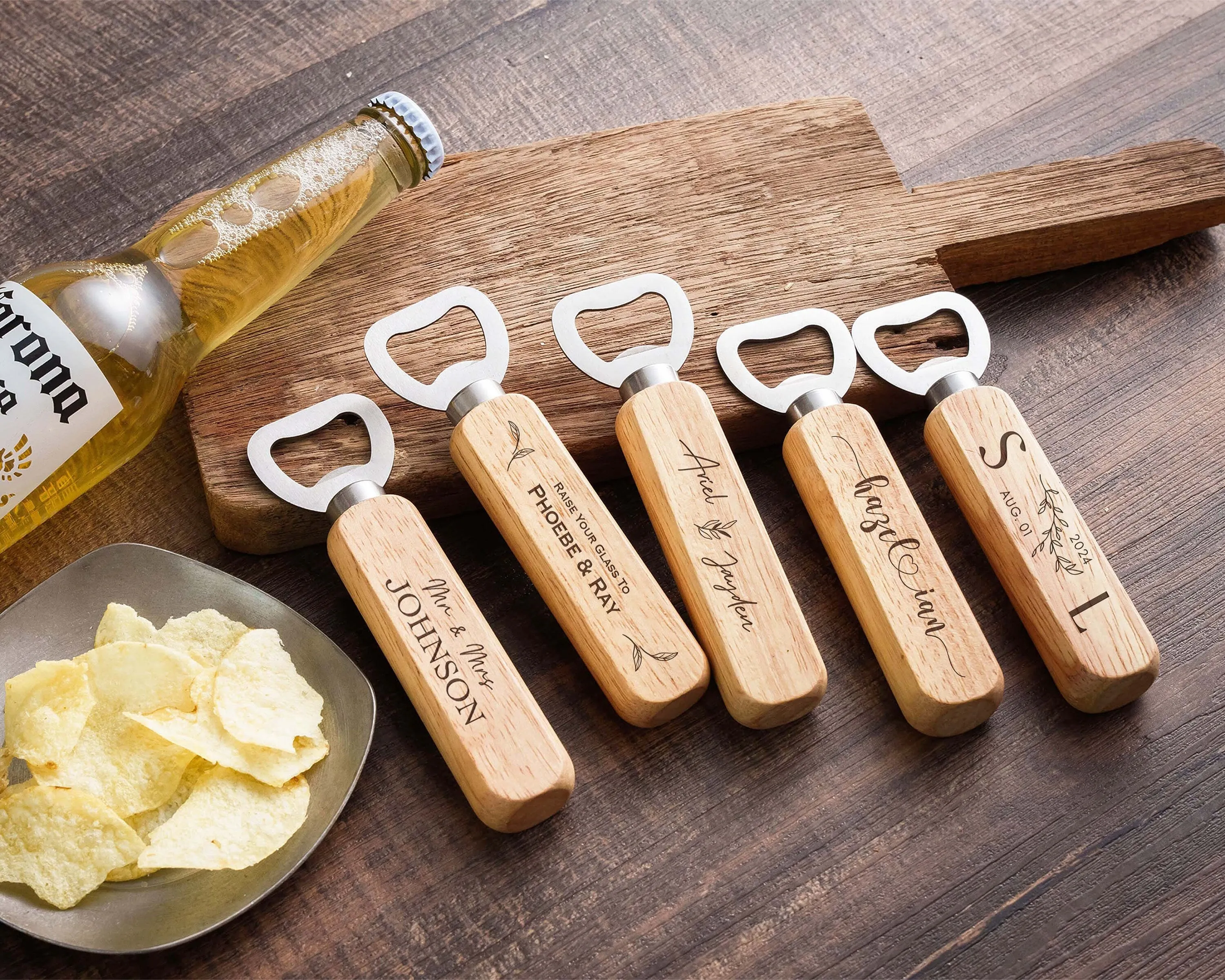 Custom Christmas Gift idea Engraved Groomsmen Gift Wooden Bottle Opener, Personalized Bottle Opener, Wedding Party Gifts, Bottle Opener Gift