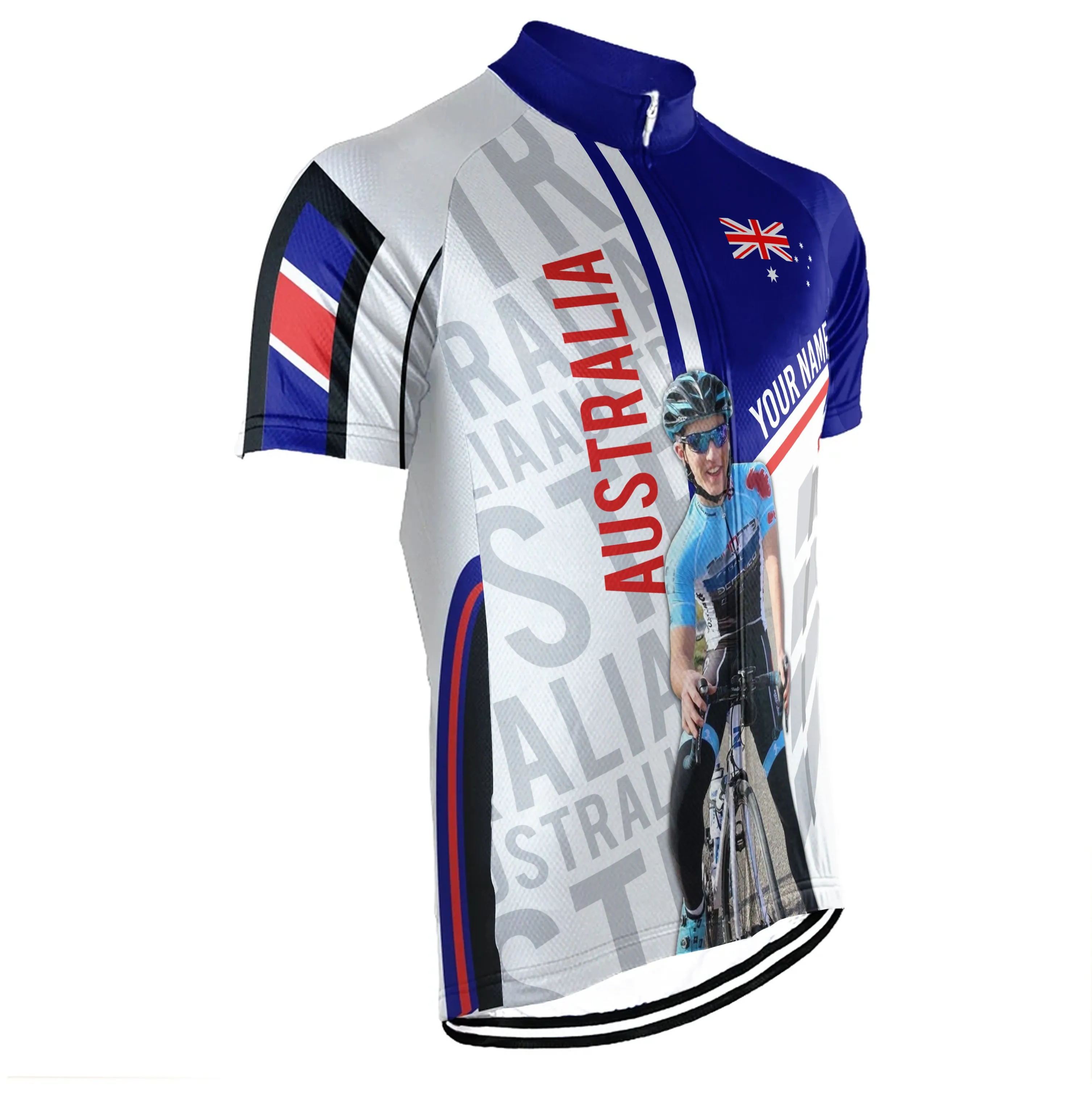 Customized Image Australia Short Sleeve Cycling Jersey for Men