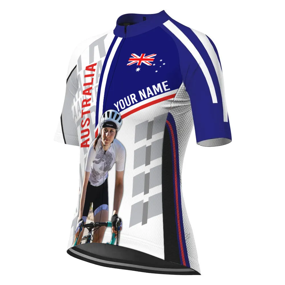 Customized Image Australia Short Sleeve Cycling Jersey for Women