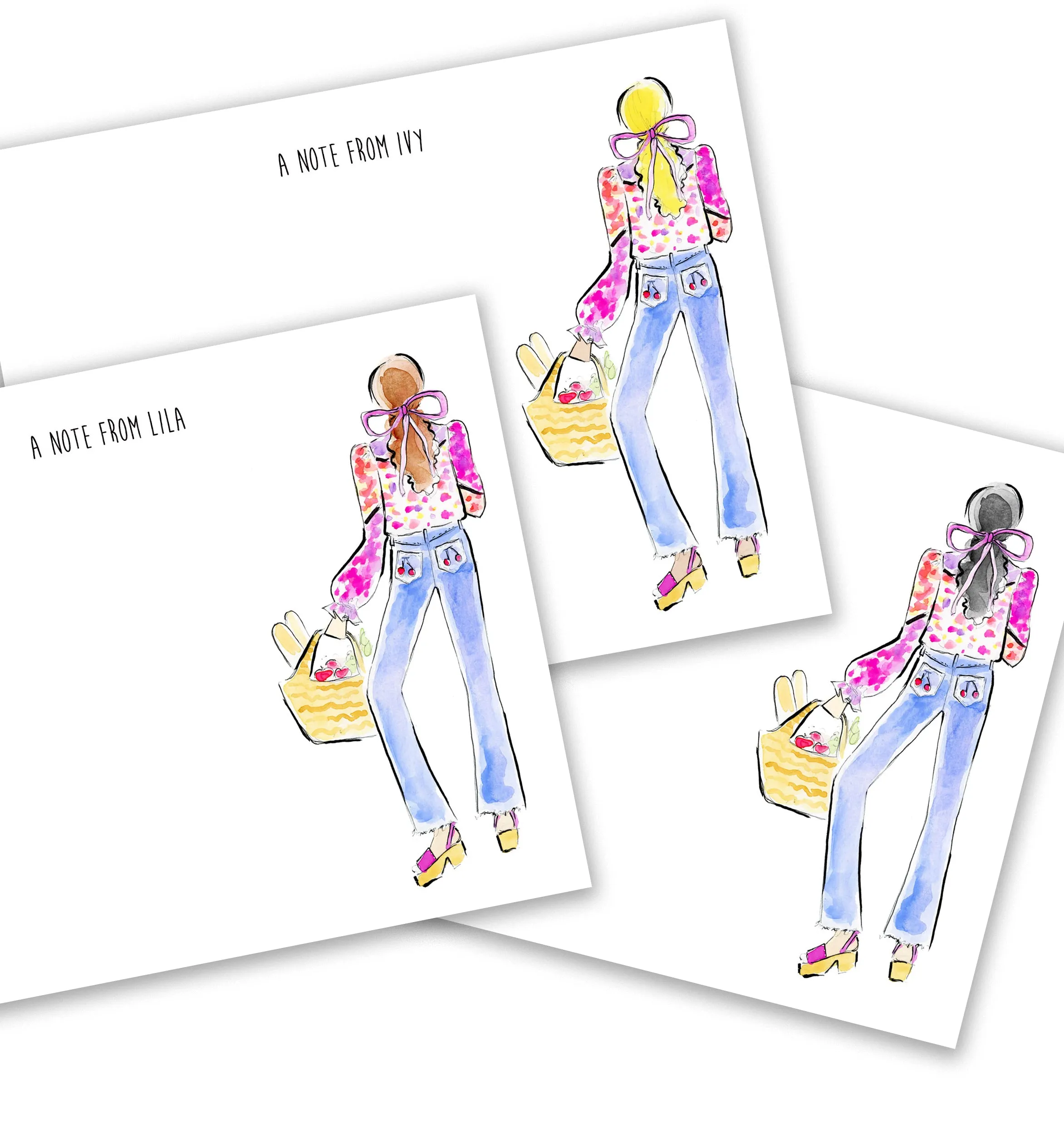 Denim   Bow Fashionista Personalized Stationery Desk Set