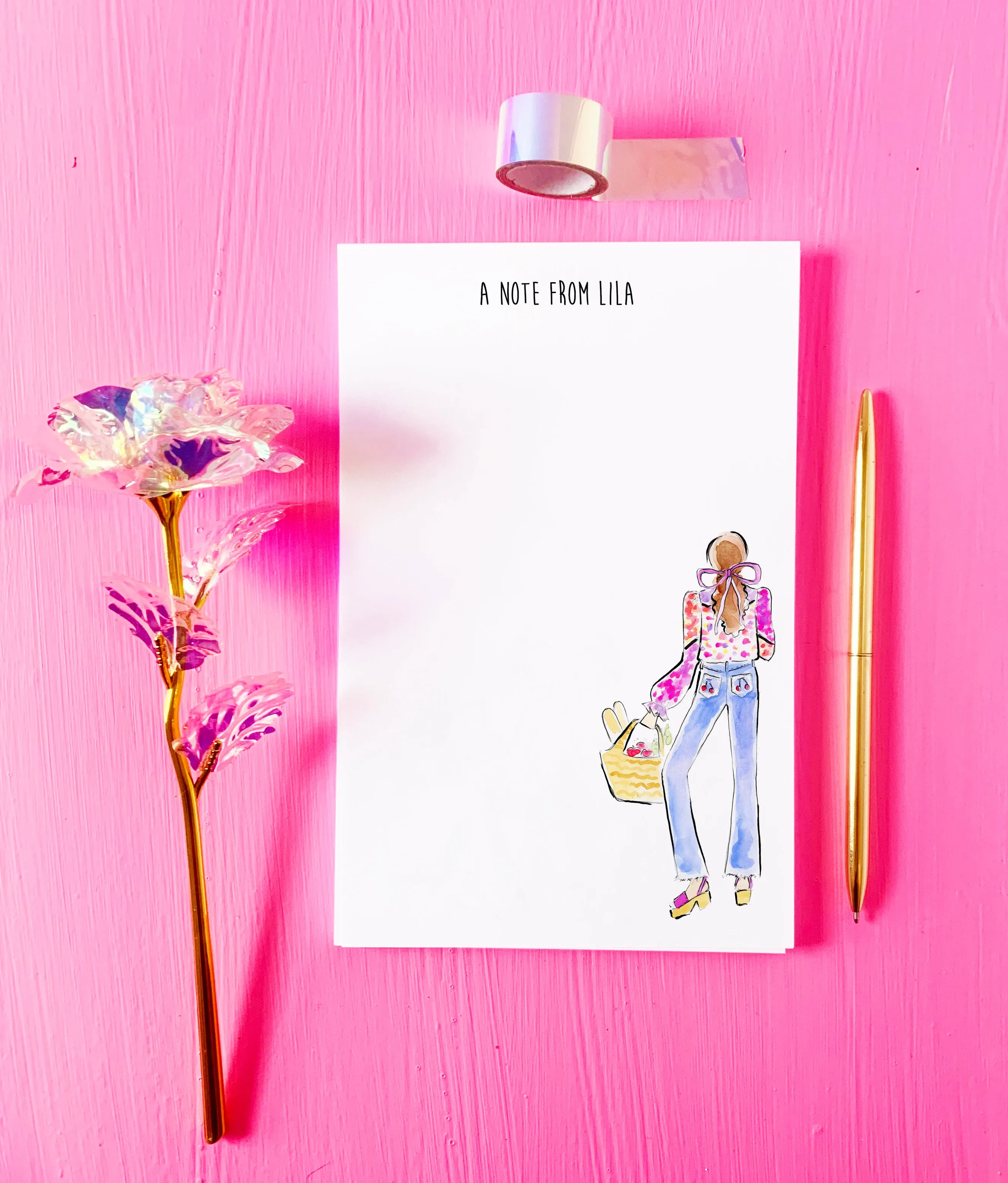 Denim   Bow Fashionista Personalized Stationery Desk Set