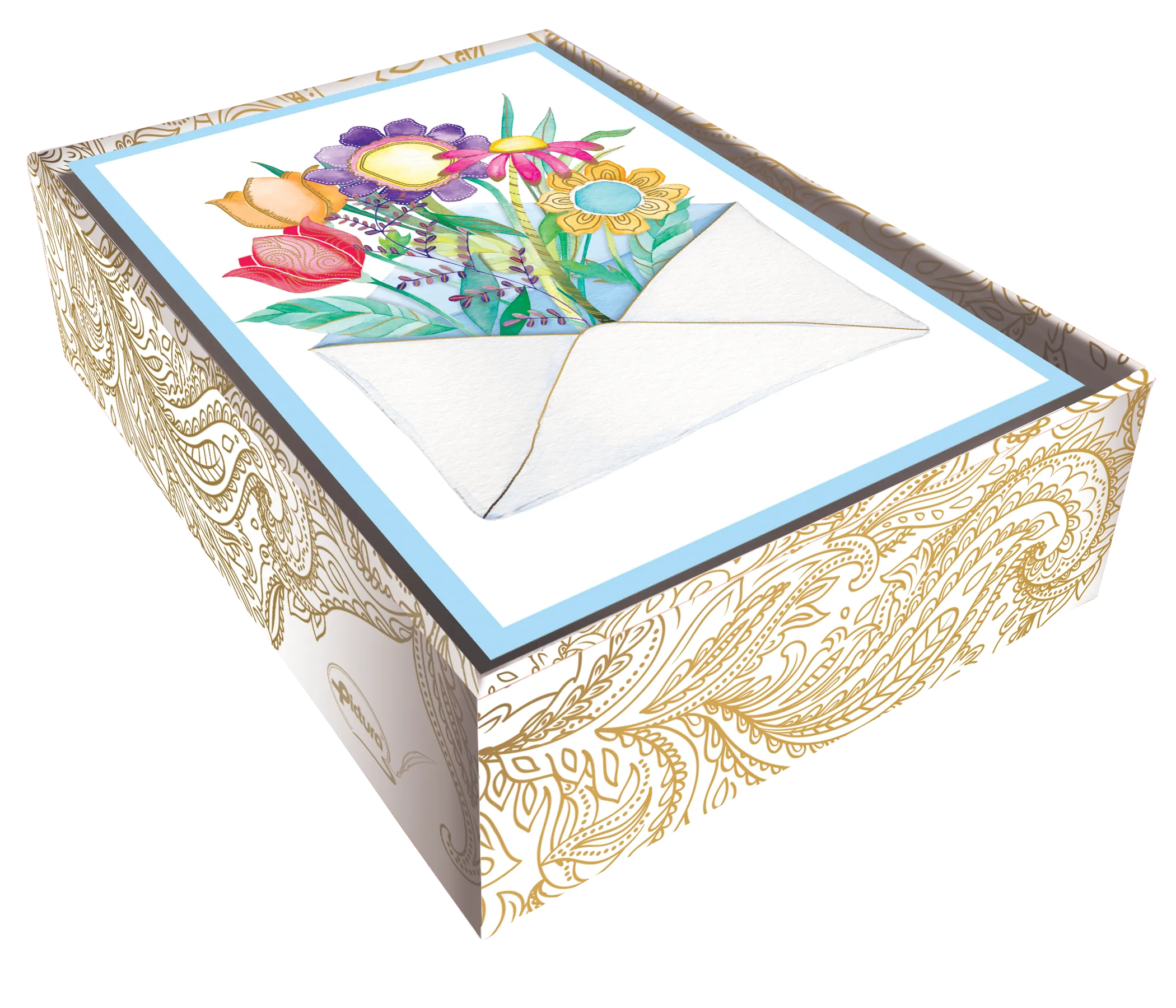 Envelope Of Flowers Blank Boxed Notes