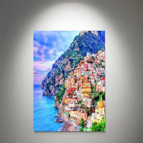 GADGETS WRAP Canvas Gallery Wrap Framed for Home Office Studio Living Room Decoration (9x11inch) - Amalfi Coast At Positano