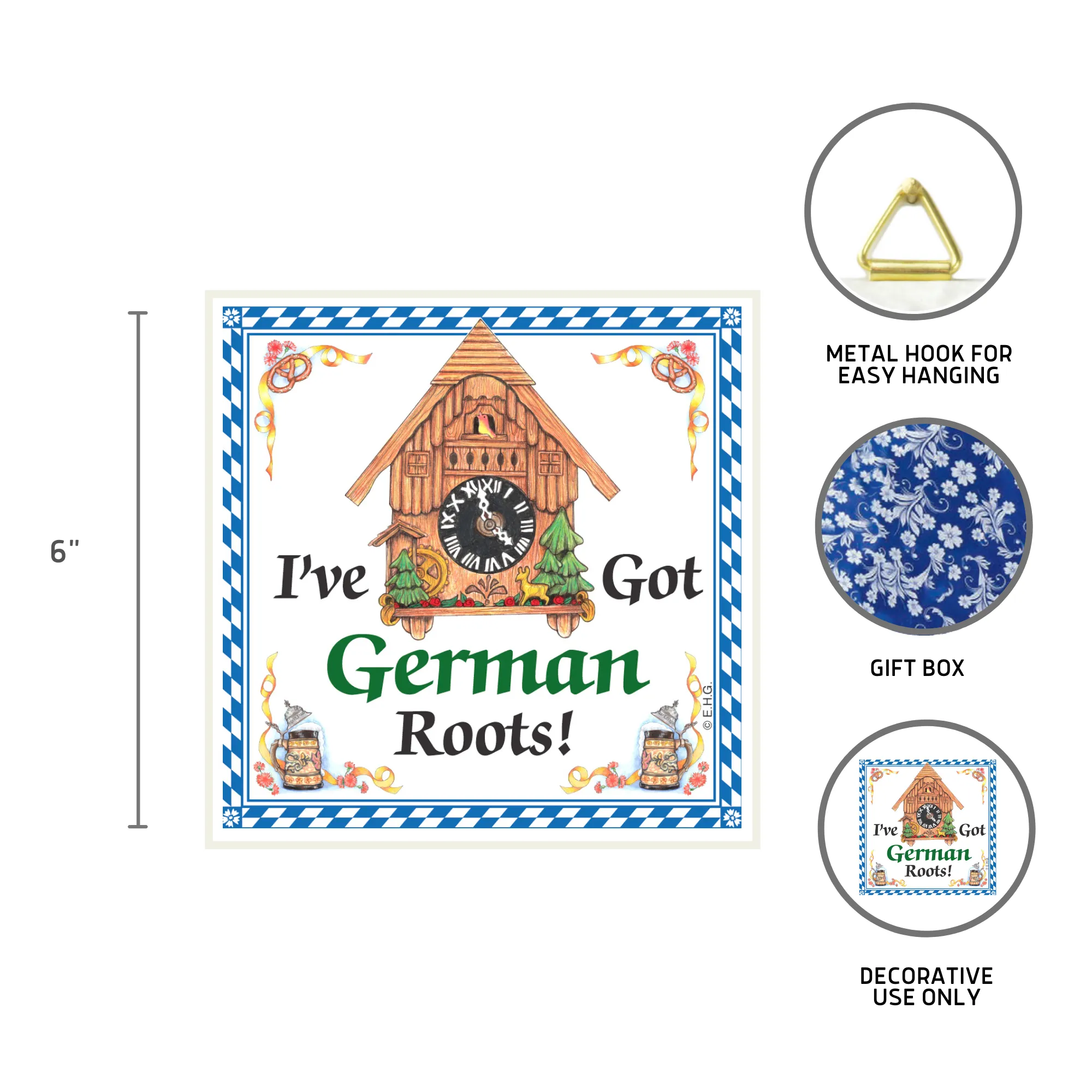 German Gift Ceramic Wall Hanging Tile: German Roots