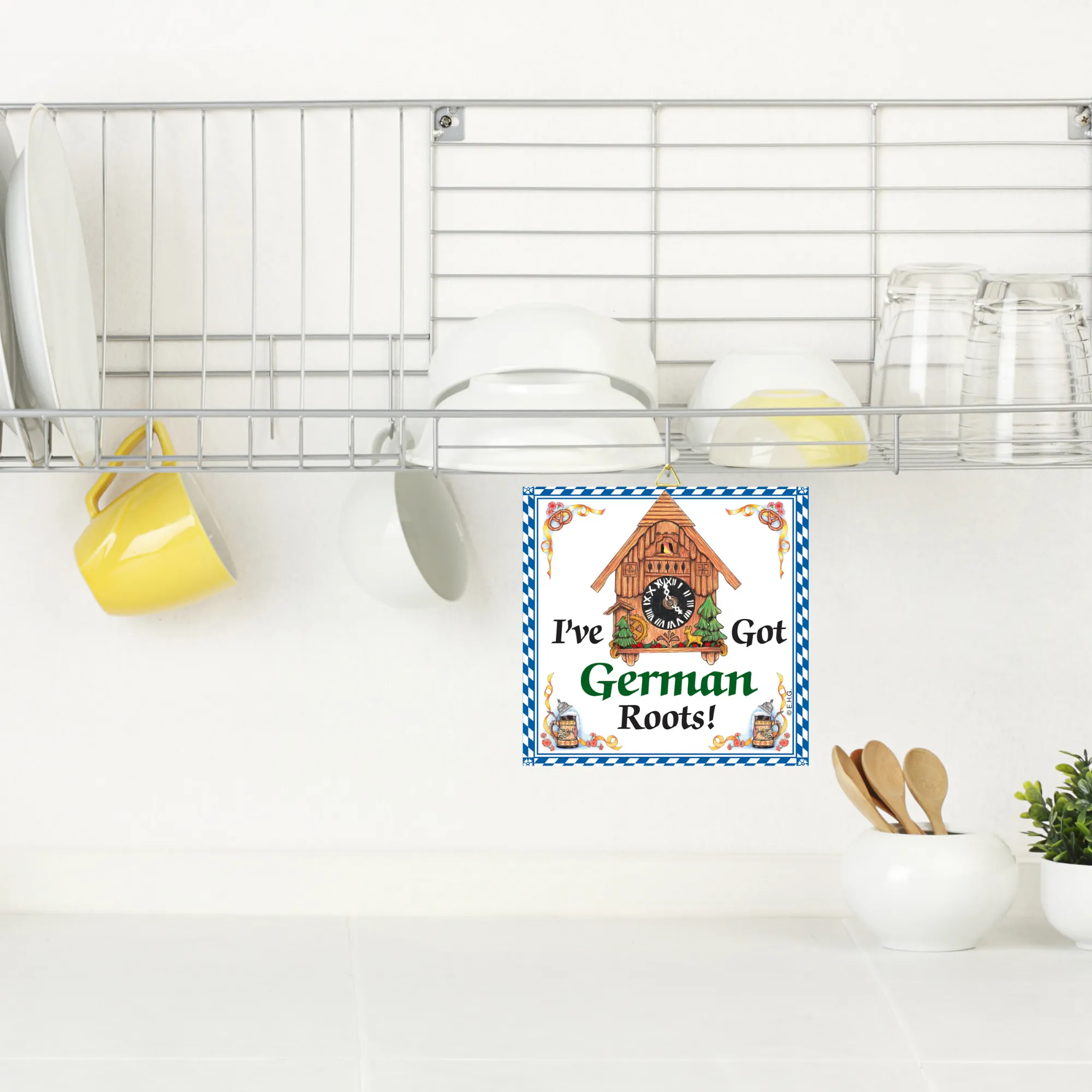 German Gift Ceramic Wall Hanging Tile: German Roots