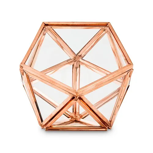 Glass Geometric Copper Wedding Ring Jewelry Box
