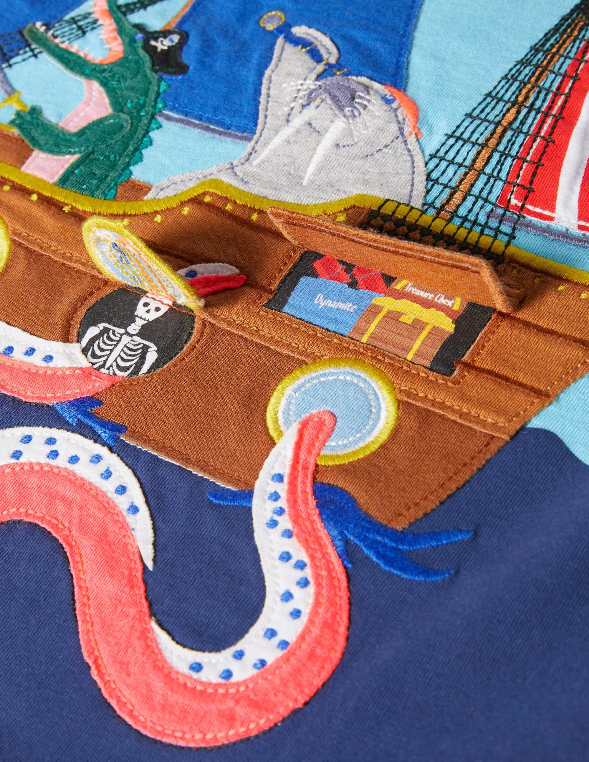 Lift-the-flap Beach T-shirt-Aqua Blue Pirate Ship