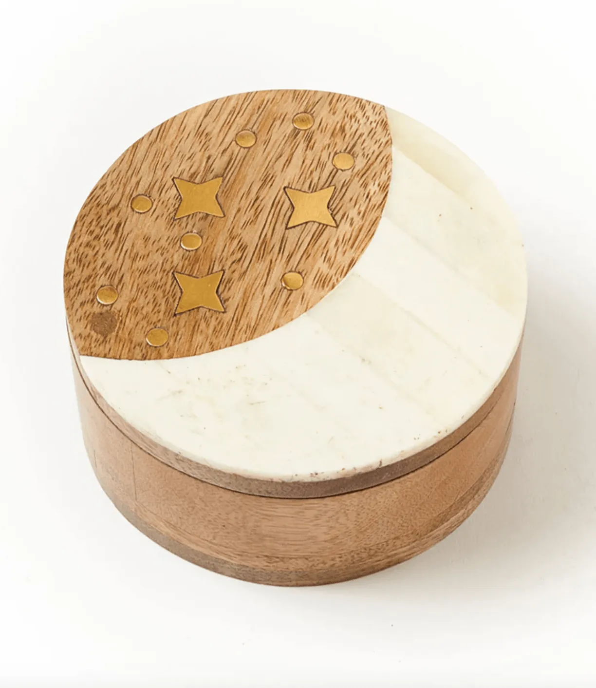 Nakshatra Moon Stars Pivot Box - Bone, Wood, Brass