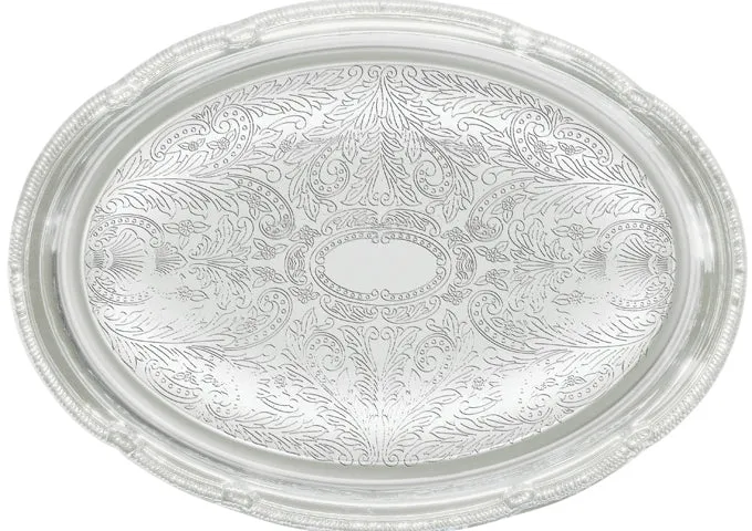 Oval Chrome Serving Tray 18x13"
