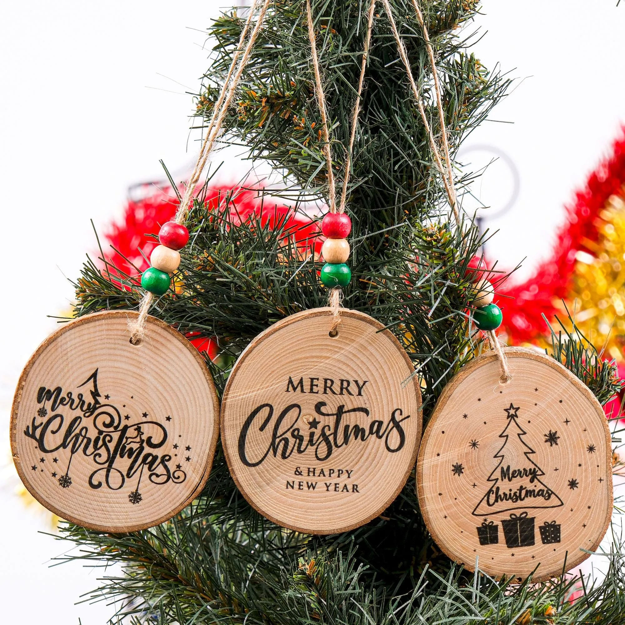 Personalized Wood Slice Ornaments, Christmas Tree Ornament, Christmas 2024 Decoration, Heirloom Keepsake, Gift Exchange, Gift Idea, Xmas Tree