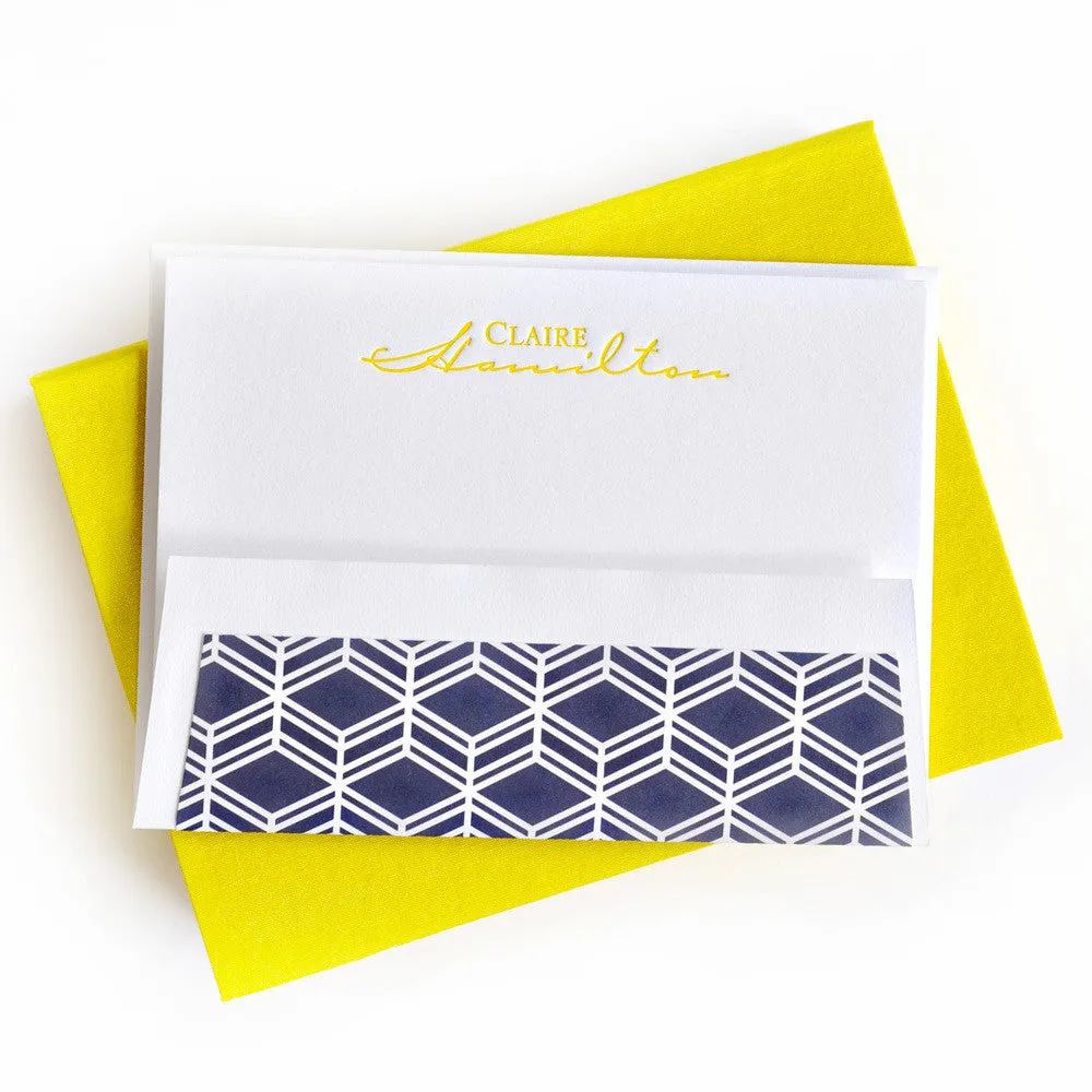 Petite Silk Stationery Box - Yellow