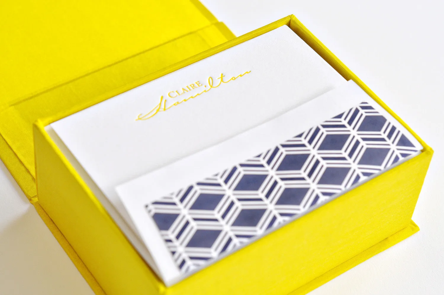 Petite Silk Stationery Box - Yellow