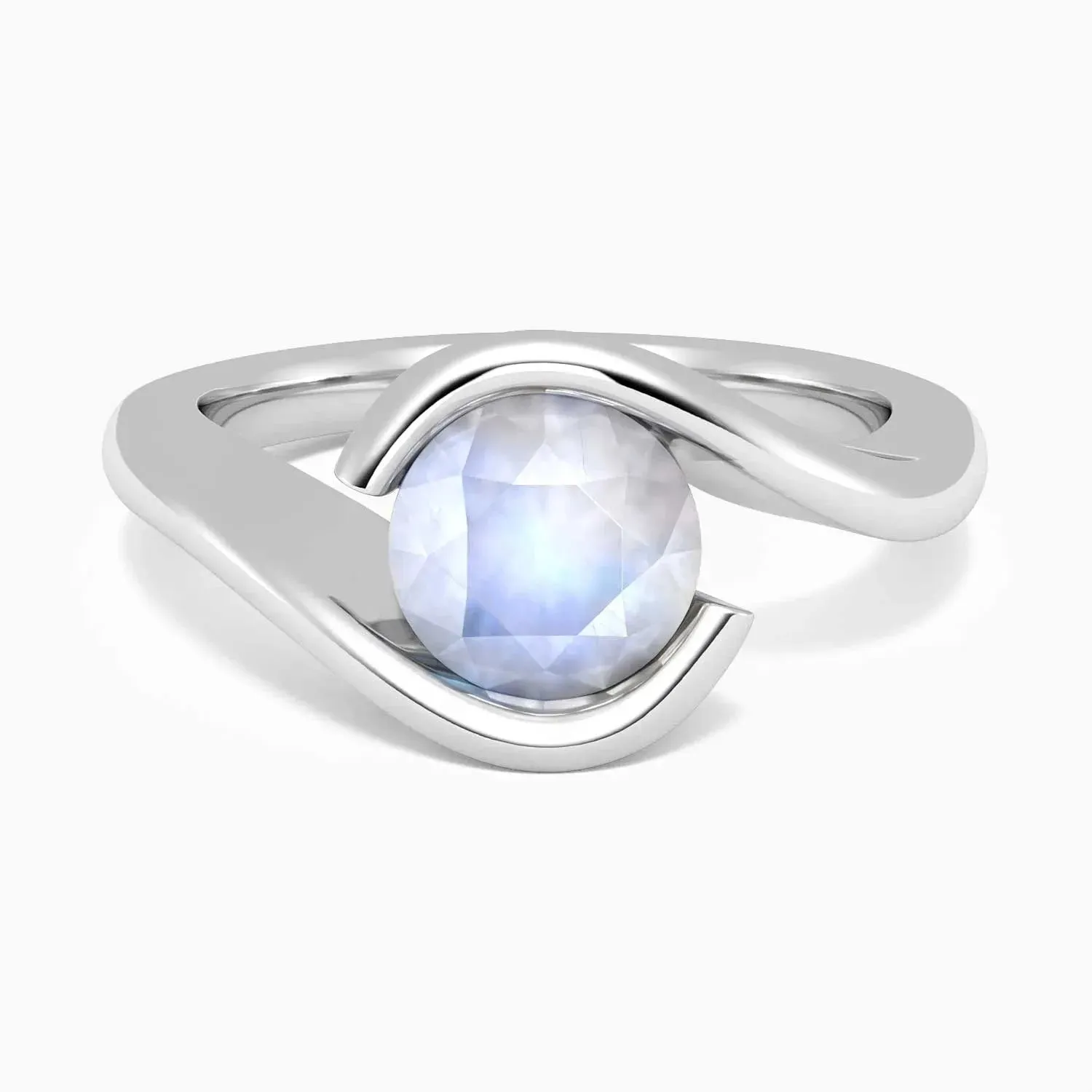Round Cut Bezel Set Moonstone Promise Ring