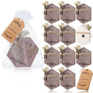 Saysurey 30 Set Wedding Favors for Guests Wedding Wooden Fridge Magnets with Thank You Tags and White Organza Bags Set Decorative Magnets Bulk for Bachelorette Bridal Shower Birthday Favor