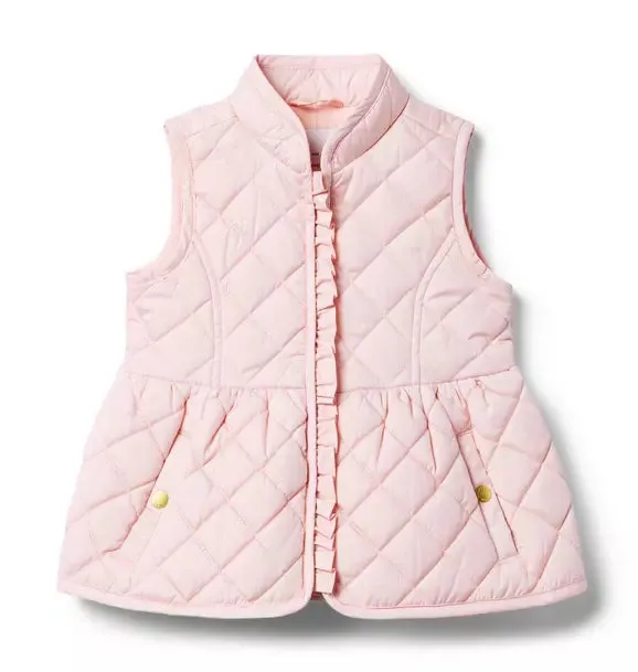 The Quilted Peplum Vest - Pale Pink