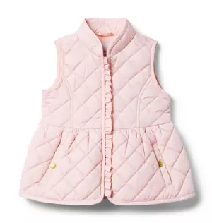 The Quilted Peplum Vest - Pale Pink
