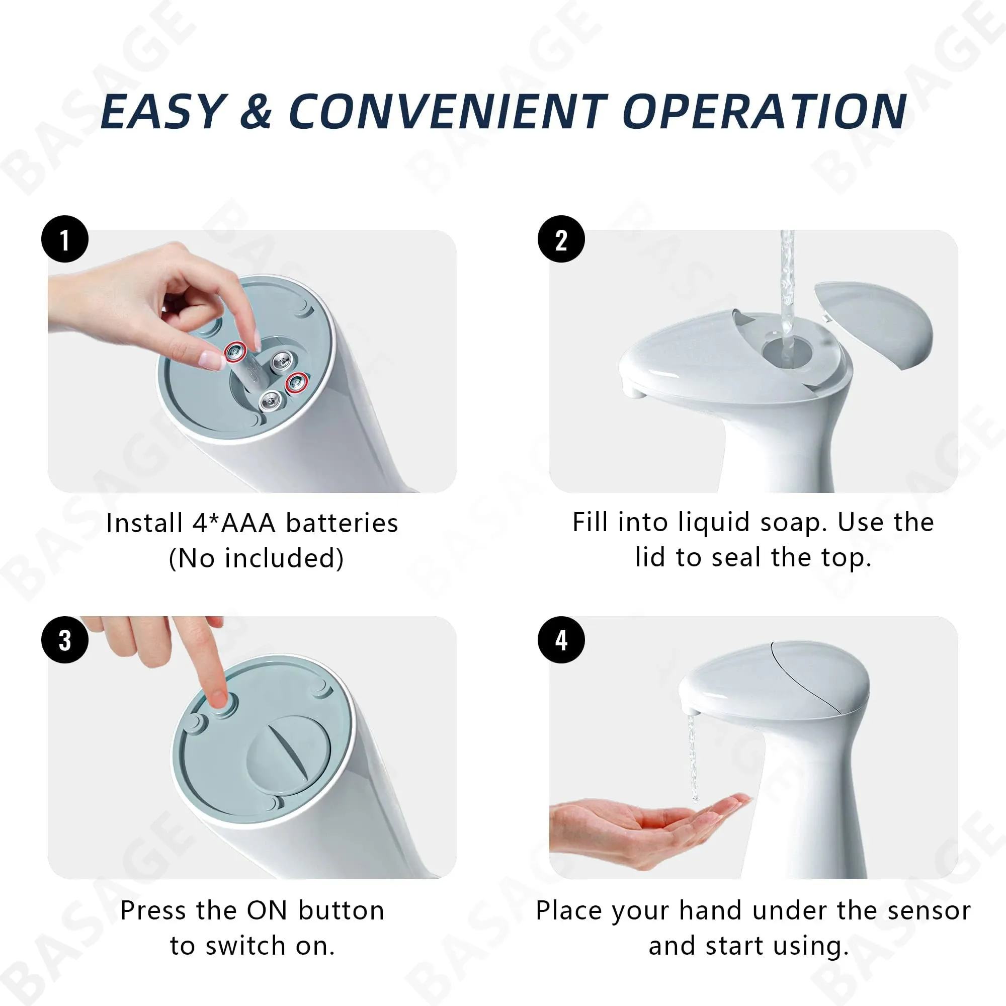 White High Quality Automatic Sensor Soap Dispenser Waterproof Hand Wash Smart Bathroom Wash Handpiece