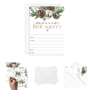 Winter Pine Christmas Party Invites - Rustic Greenery, 25ct, 5x7